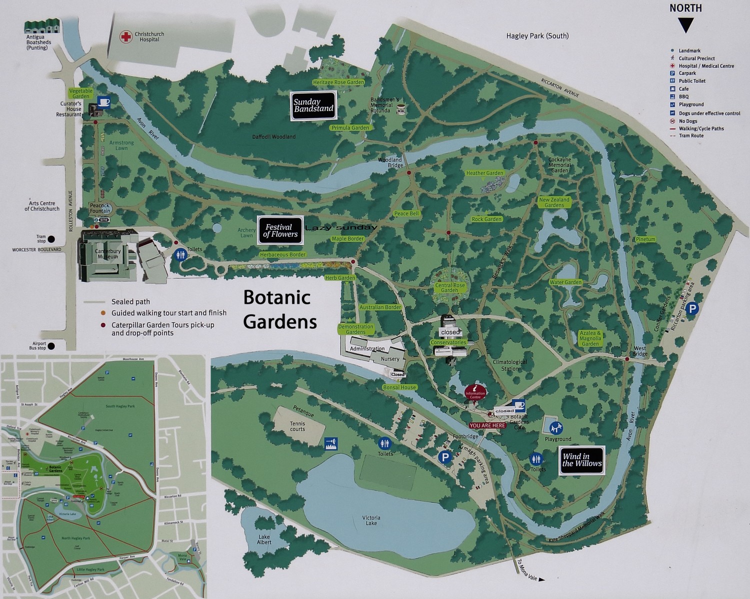 Christchurch - Botanischer Garten - Karte